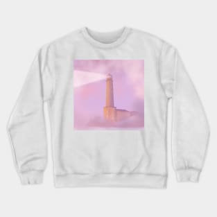 lavender lighthouse in the mist. Crewneck Sweatshirt